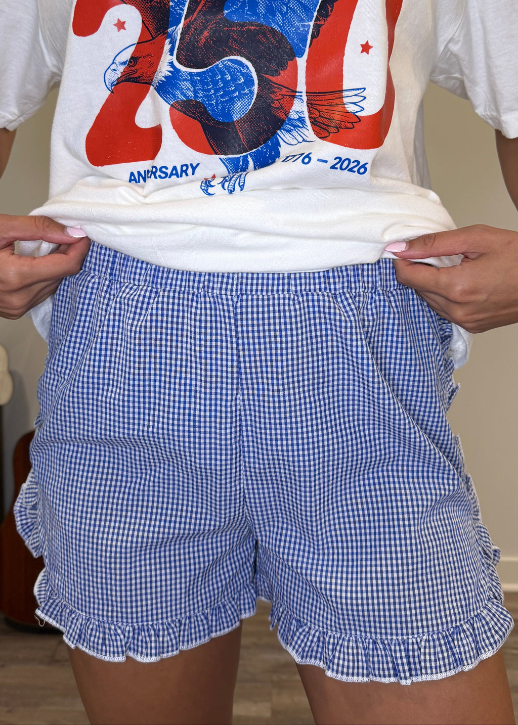 Blue Gingham Short