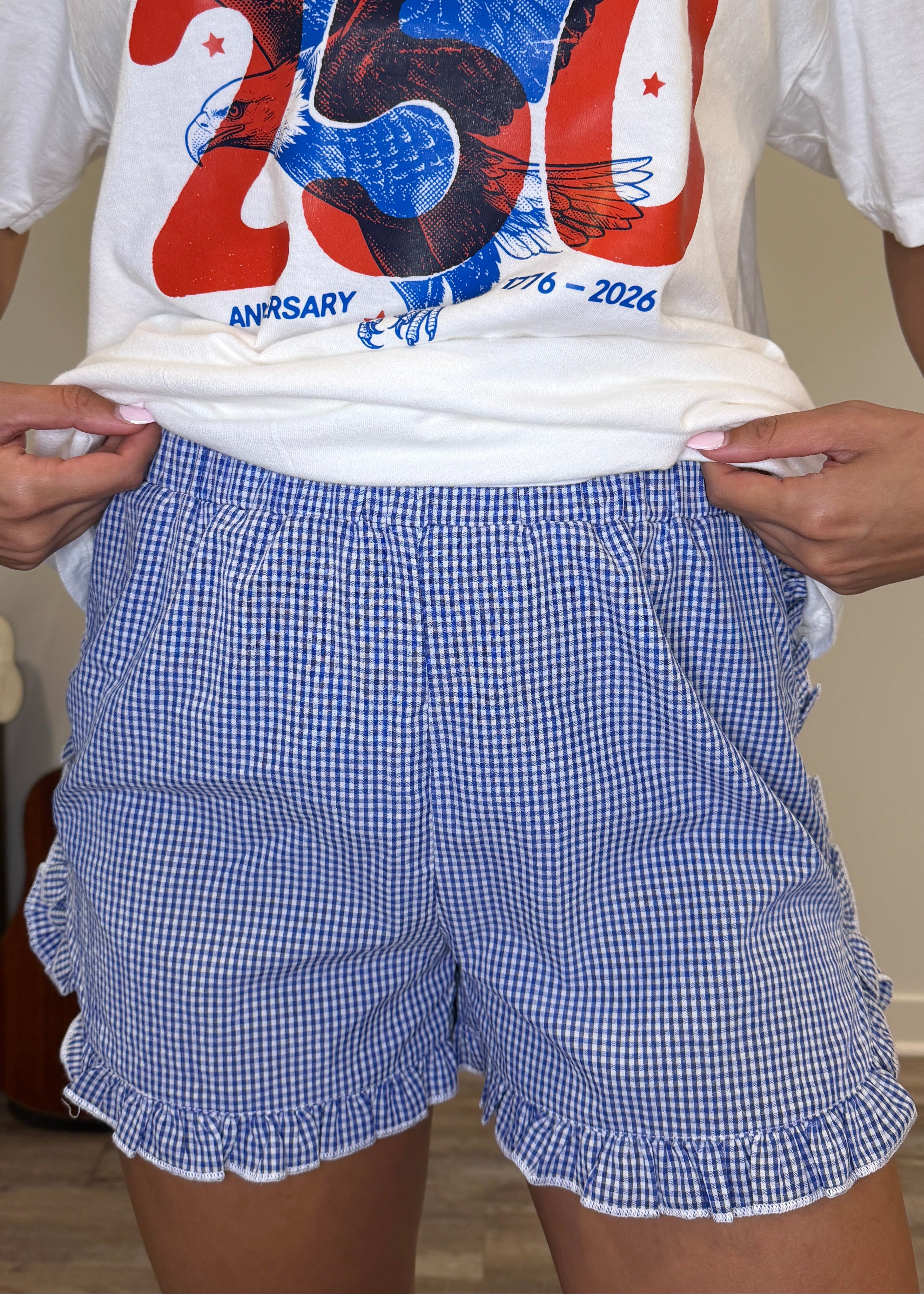 Blue Gingham Short